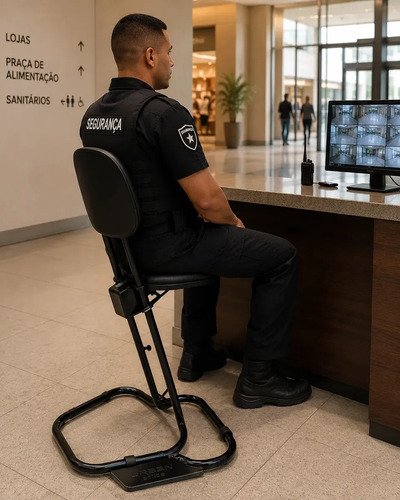 Banco Semi Sentado Ergonômico Urban Office com Encosto, em Couro Sintético Preto
