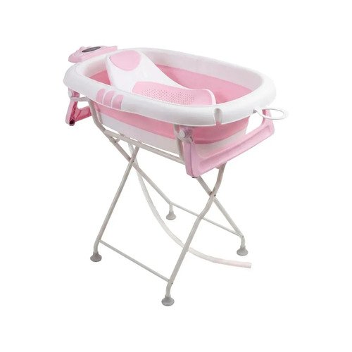 Banheira bebe dobravel com suporte redutor assento e termome