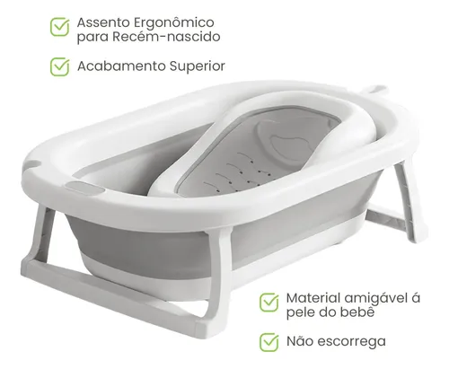 Banheira De Bebê Dobrável 45l Com Redutor De Assento Pipdip
