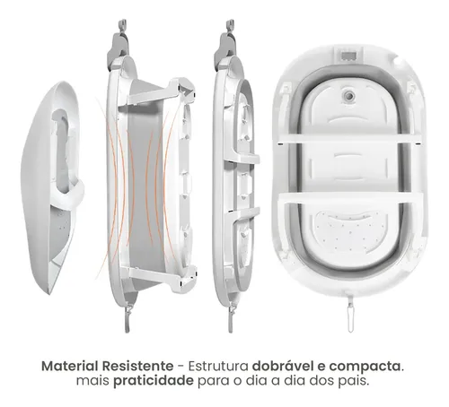 Banheira De Bebê Dobrável 45l Com Redutor De Assento Pipdip