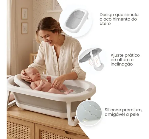 Banheira De Bebê Dobrável 45l Com Redutor De Assento Pipdip