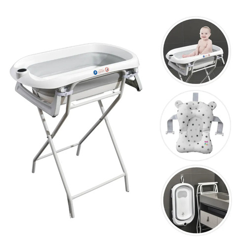 Banheira para bebe dobravel csuporte wish branco maxi baby 1