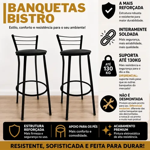 Banqueta Alta Bistro Para Bar Cozinha, Lanchonetes