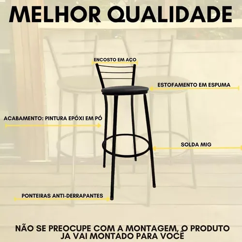 Banqueta Alta Bistro Para Bar Cozinha, Lanchonetes