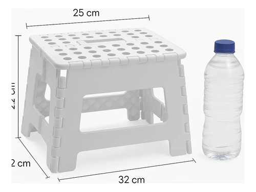 Banqueta Dobrável Multi Portátil Resistente 150kg Powermaid Branco