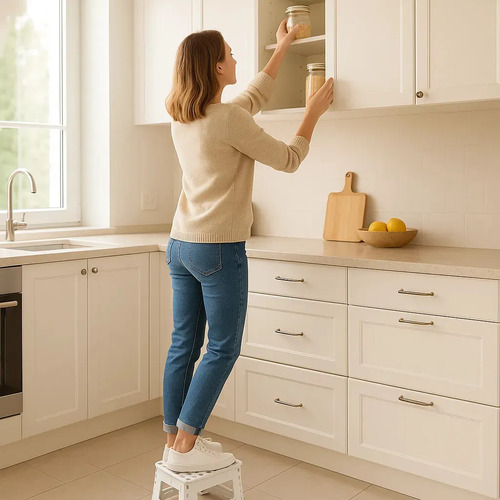 Banqueta Dobrável Multi Portátil Resistente 150kg Powermaid Branco