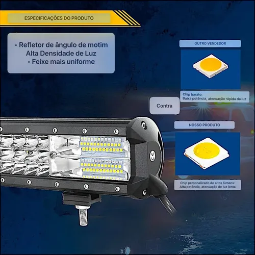 Barra De Led Curva 8d 12v 24v 390w P Truck Caminhão Carreta