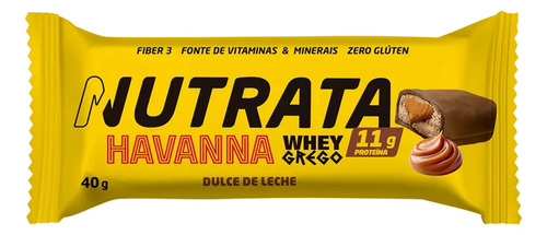 Barra de Proteína Nutrata Whey Grego Havanna de Doce de Leite - Kit 12 Unidades