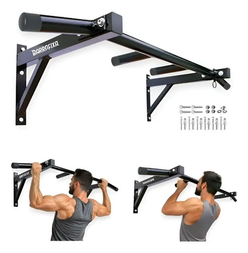 Barra fixa de parede pull up modelo externo interno completa