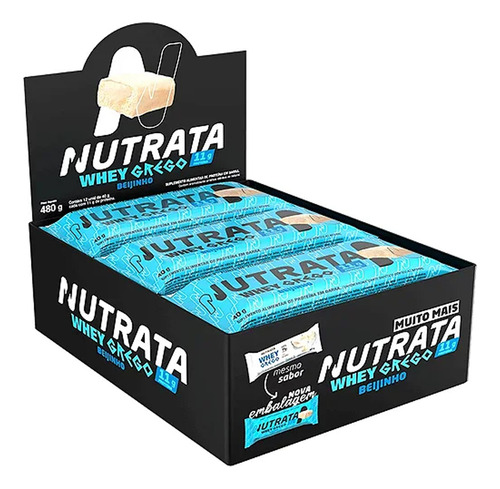 Barra whey grego 40g display com 12 unidades beijinho nutrat