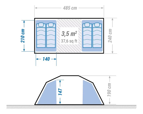Barraca Camping 10 Pessoas Grande Família Impermeável PU3500MM