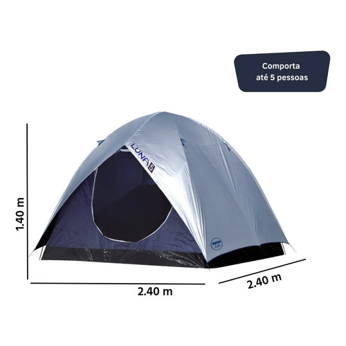 Barraca Camping Luna Para 5 Pessoas Impermeável Azul Mor