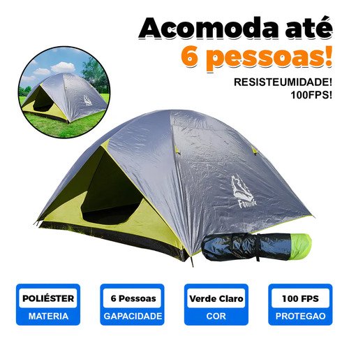 Barraca iglu forestdog 6 pessoas impermeavel 1500mm verde es