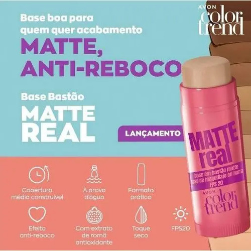 Base Bastão Matte Fps 20 Avon Color Trend 6,5g