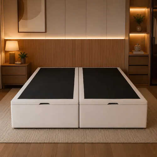 Base box bau queen sb 158x198 em linho e com pistao a gas