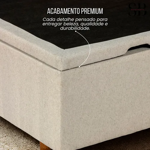 Base Box Baú Queen Sb 158x198 Em Linho E Com Pistão A Gás