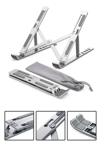 Base suporte para pc notebook aluminio portatil articulado d
