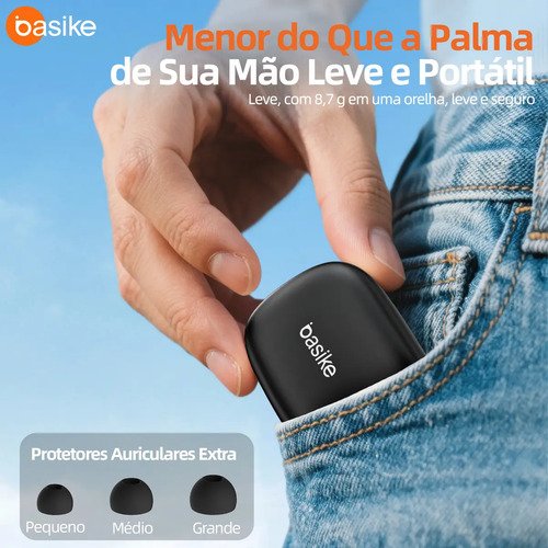 Basike Fone De Ouvido Bluetooth 6.0 Esportivo Sem Fio Gancho Intra-auricular,estéreo,Com display Led, Tws, Ipx5, Enc, Suporta Chamadas De Voz, Compatível Android E Ios, Cor Preto