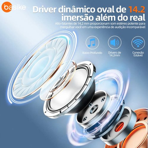 Basike Fone De Ouvido Bluetooth 6.0 Esportivo Sem Fio Gancho Intra-auricular,estéreo,Com display Led, Tws, Ipx5, Enc, Suporta Chamadas De Voz, Compatível Android E Ios, Cor Preto