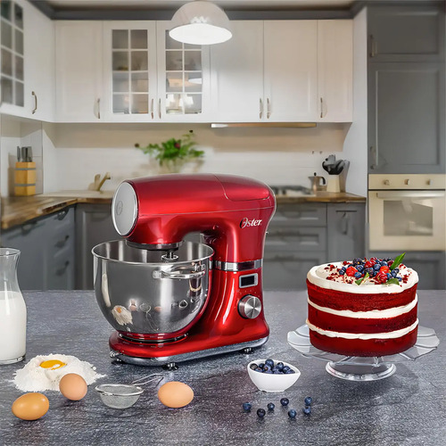 Batedeira Planetária Digital Oster Bowl Inox 5l C/ Pedestal Cor Vermelho
