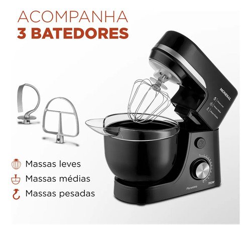 Batedeira Planetária, Mondial, 700W - BP-03-B