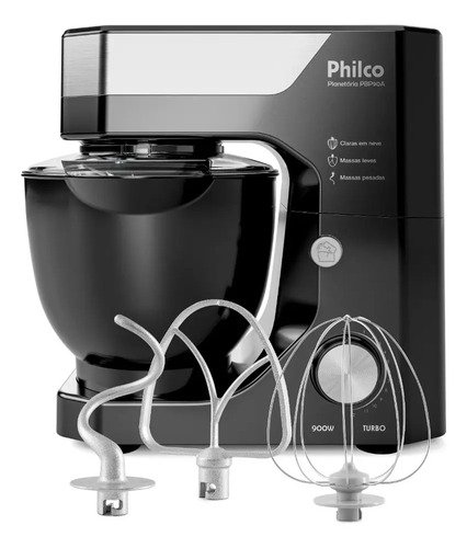 Batedeira planetaria philco 900w 5l preta 12 velocidades tur