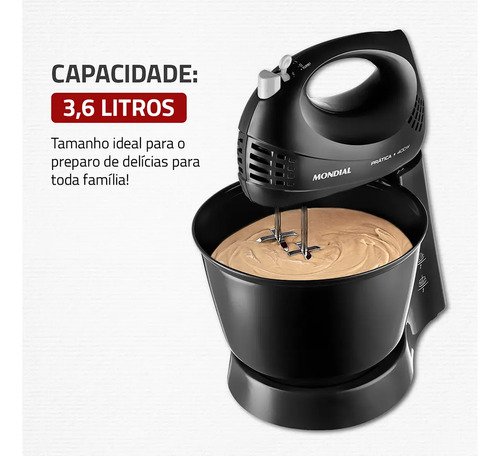 Batedeira Prática Mondial Preto 400W B-44-B