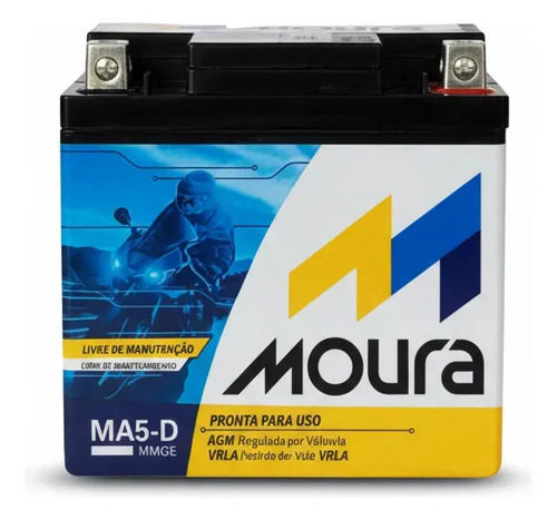 Bateria de moto moura ma5d 12v5ah moura moto titan fan biz b