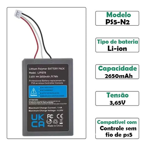 Bateria Dualsense Ps5 Controle Playstation 5 Lip1708 2650mah