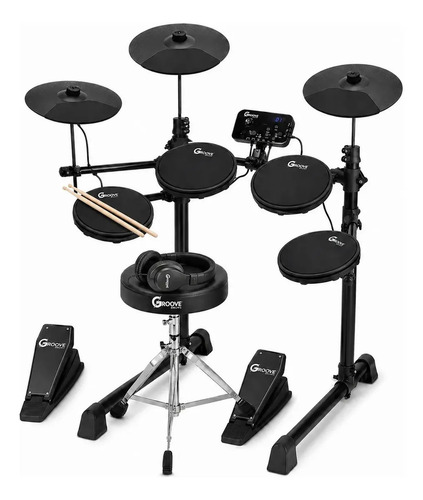 Bateria eletronica completa groove drums edg100 midi usb 7 p