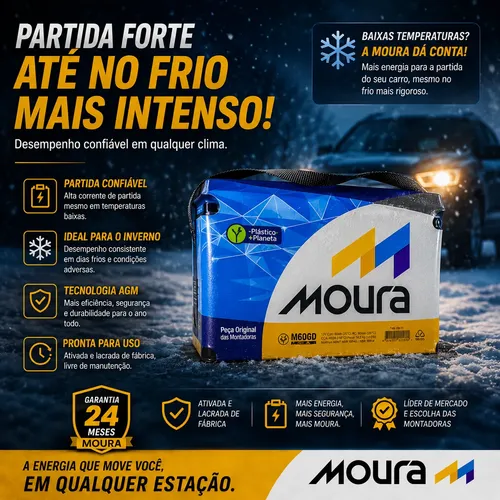 Bateria Moura M60gd Gol Fox Onix Argo Palio Ka Selada 60ah