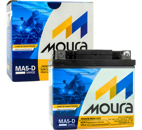 Bateria moura ma5 d para moto titan fan biz bros fazer