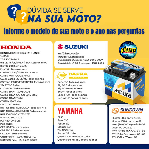 Bateria Moura Moto 5ah Honda Cg Titan Fan Biz Bros 150 160