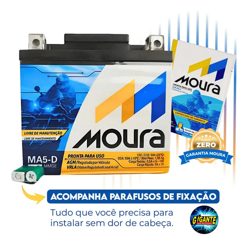 Bateria Moura Moto 5ah Honda Cg Titan Fan Biz Bros 150 160