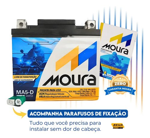 Bateria Moura Titan Fan Biz Bros Fazer 125 150 160 Flex Xre