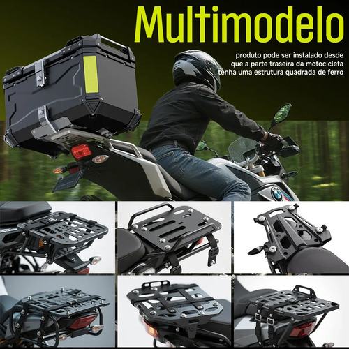 Baú Bauleto Aluminio 65 Litros Moto 2 Capacetes Universal