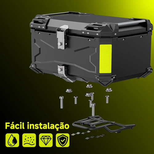 Baú Bauleto Aluminio 65 Litros Moto 2 Capacetes Universal