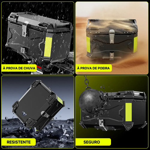 Baú Bauleto Aluminio 65 Litros Moto 2 Capacetes Universal