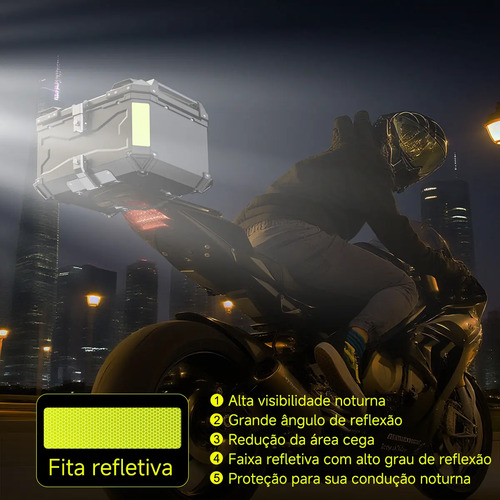 Baú Bauleto Aluminio 65 Litros Moto 2 Capacetes Universal