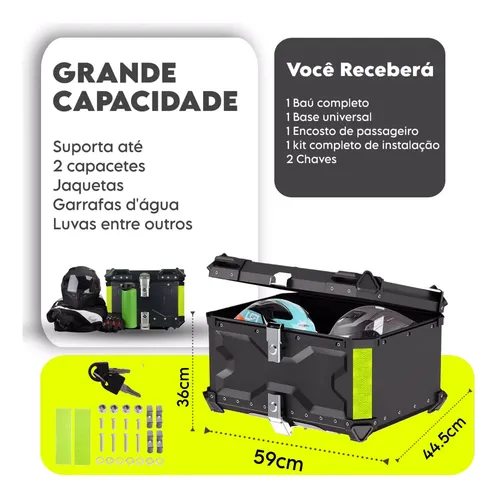 Bau Para Moto 65l Alumínio Base Universal Top Case Maletero