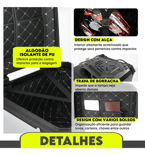 Bau Para Moto 65l Alumínio Base Universal Top Case Maletero