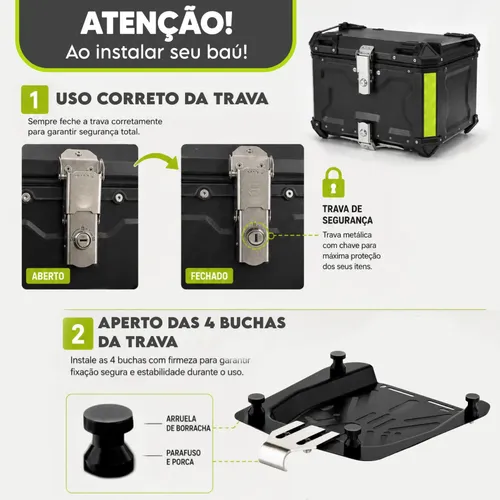 Bau Para Moto 65l Alumínio Base Universal Top Case Maletero