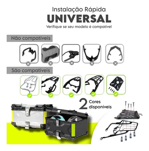 Bau Para Moto 65l Alumínio Base Universal Top Case Maletero