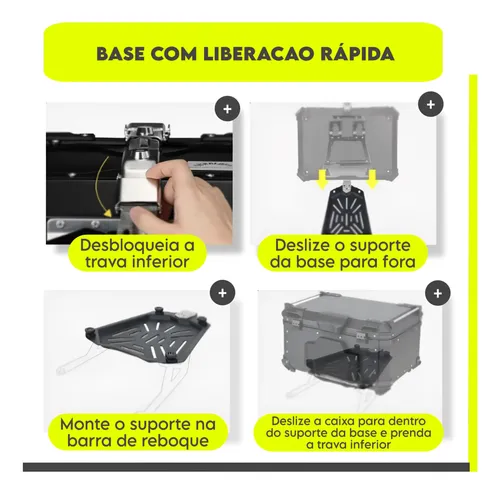 Bau Para Moto 65l Alumínio Base Universal Top Case Maletero