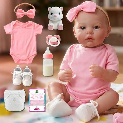 Bebe reborn realista antonella menina ursinho