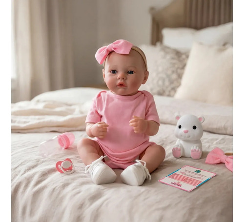 Bebê Reborn Realista Antonella Menina + Ursinho