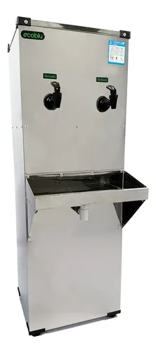 Bebedouro de coluna inox 25l 220v 2 torneiras geladas ecoblu