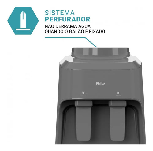Bebedouro De Mesa Água Natural E Gelada Bivolt Philco Pbe15c Cinza-escuro
