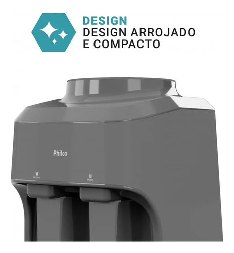 Bebedouro De Mesa Água Natural E Gelada Bivolt Philco Pbe15c Cinza-escuro