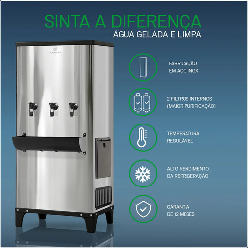 Bebedouro industrial refrigerador inox 100 litros inox
